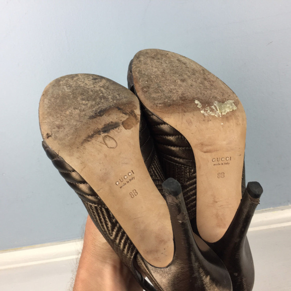 GUCCI Brown Bronze slingback heels 8 Formal - Picture 5 of 6